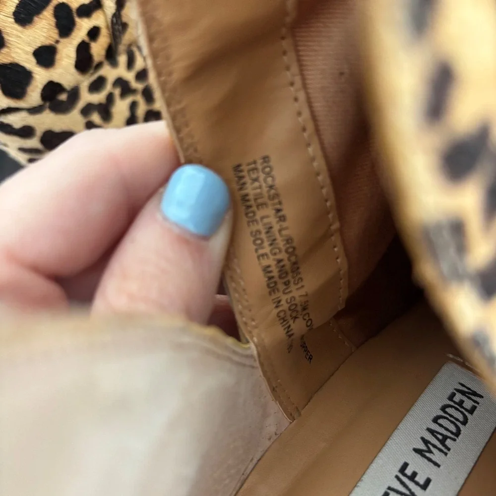 Steve‎ Madden Rockstar Leopard Calf Hair Booties Tan Brown 7.5M ROCKSS17